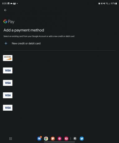 Seleccionar tarjeta para usar en Google Wallet