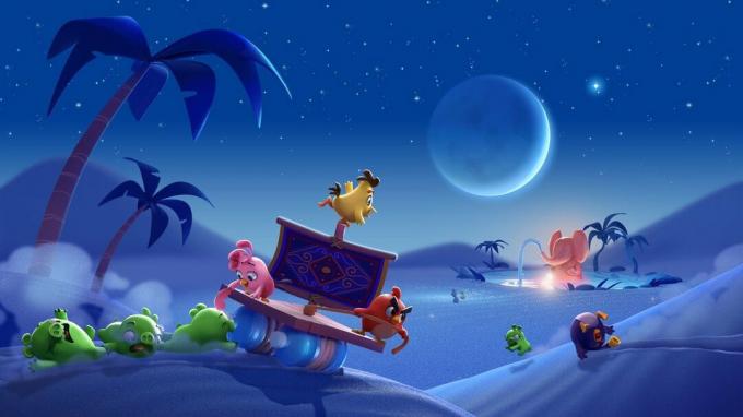 Noćna scena putovanja Angry Birds