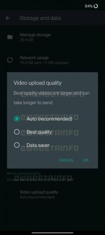 Функция качества видео WhatsApp