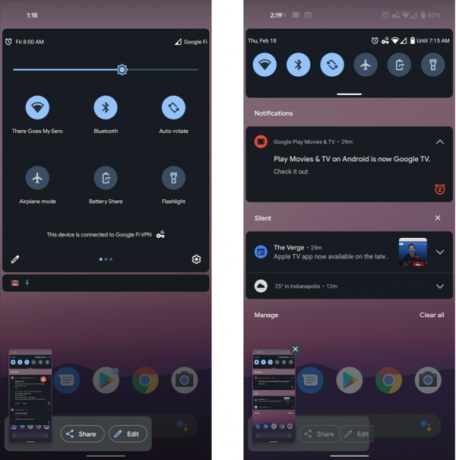 لقطات الشاشة في Android 12