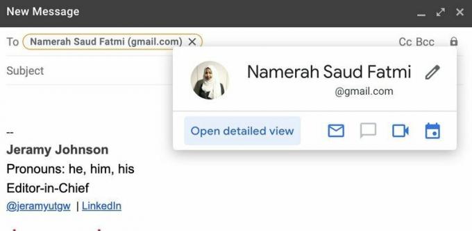 Gmaili adressaadi teabe muutmise samm
