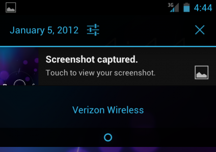 סרגל ההתראות של Verizon Galaxy Nexus