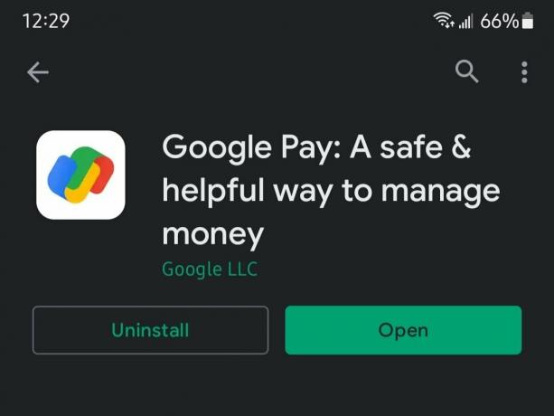 Nový záznam v obchode Google Pay