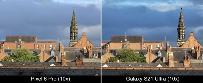 Pixel 6 Pro versus Galaxy S21 Ultra Zoom 10x