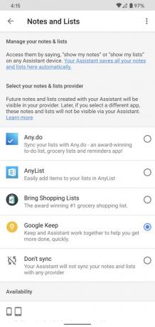 Как добавить поставщиков заметок / списков для Google Assistant