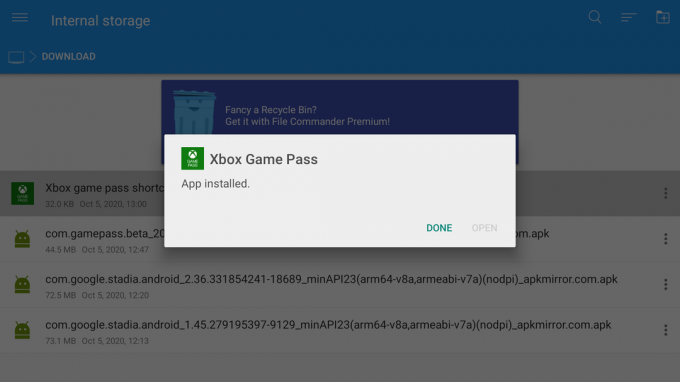 Stiahnutie odkazu Game Pass na Android TV