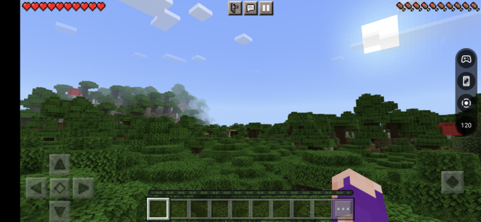 Ekraanipilt mängu armatuurlaua ujuvmenüüst Minecraftis Androidile.