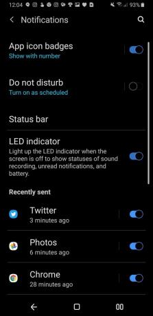 LED indikátor a odznaky ikony aplikace